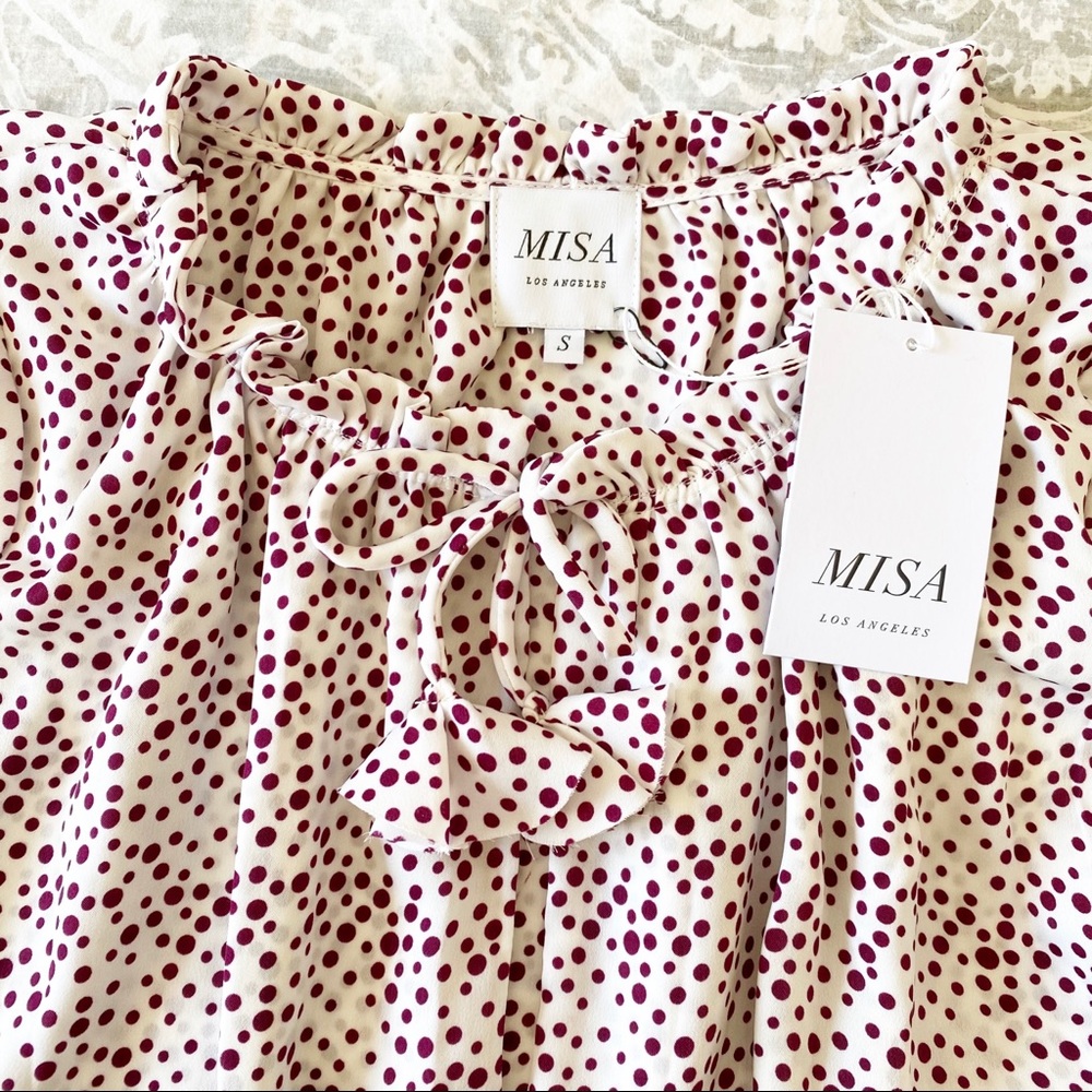 MISA Los Angeles Nehda Dress White Purple Dots NWT - Picture 8 of 10